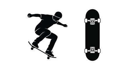 Skateboarder performing a trick with a board a striking silhouette © mst