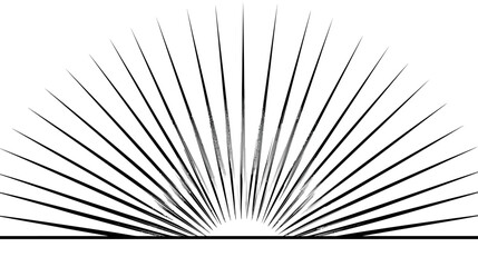 A semi-circular burst of black lines radiating from a horizontal baseline on a white background