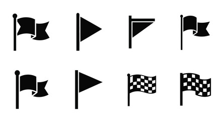 A collection of black flag icons in various shapes silhouette