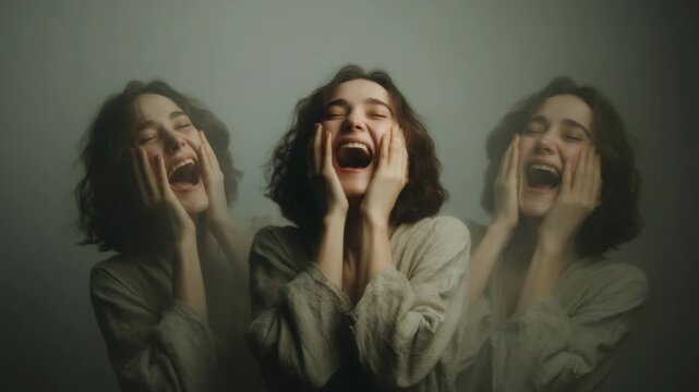 Woman experiencing mixed emotional states including euphoria and distress, bipolar disorder symptoms