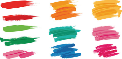 Vibrant brush strokes in various colors arranged in a grid pattern on a clean background, viewed from a straightforward perspective