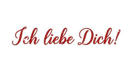 Roter Kalligrafie Schriftzug Ich liebe dich auf wei&szlig;em Hintergrund Generative KI