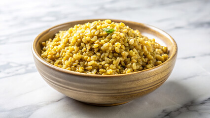 Cooked Freekeh in a Ceramic Bowl for Healthy Eating Blogs, Nutritious Recipes, Culinary Websites, and Clean Dining Content