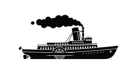 Obraz premium Vintage steamship illustration with prominent smokestack a striking silhouette