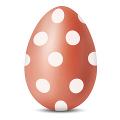 Fototapeta premium Easter egg dyed in brown color with pattern on white background