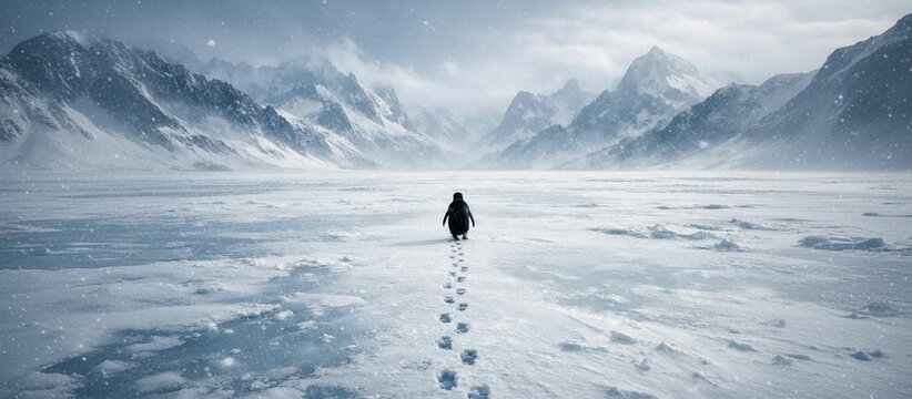 nihilist penguin, penguin illustration, existential art, dark humor art, surreal animal, conceptual illustration, absurd humor, melancholic illustration, philosophical art, depressed penguin, minimali