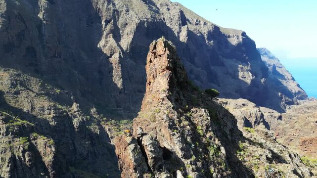 Masca, Teneryfa, Wyspy Kanaryjskie, Hiszpania, Europa, przelot dronem nad g&oacute;rami