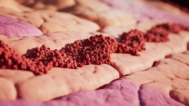 Microscopic visualization of malignant cancer cell abnormal growth and uncontrolled replication on tissue surface