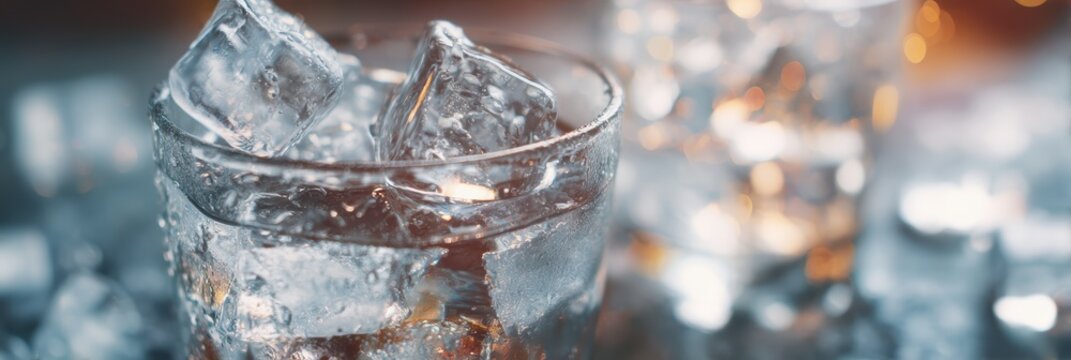 Cool vodka served over crushed ice, beverage scene from above