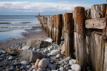 Large breakwater featuring 3,000 trunks designed to protect the area from tidal waves