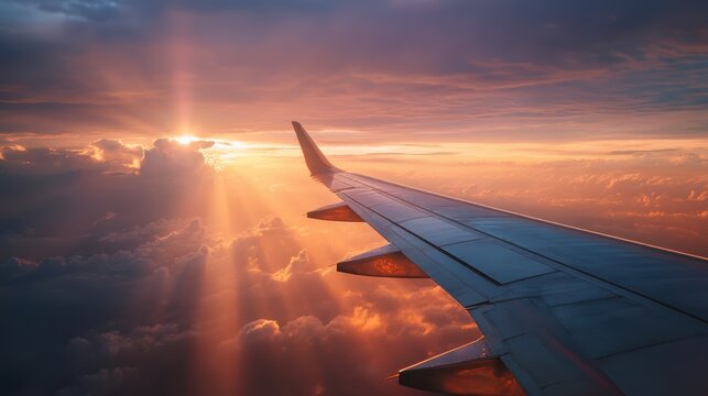 Detailed view of a wingtip with lights set against a beautiful sky, illustrating themes of aviation and pilot education