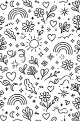 Obraz premium Organic Minimal Line Art Seamless Background