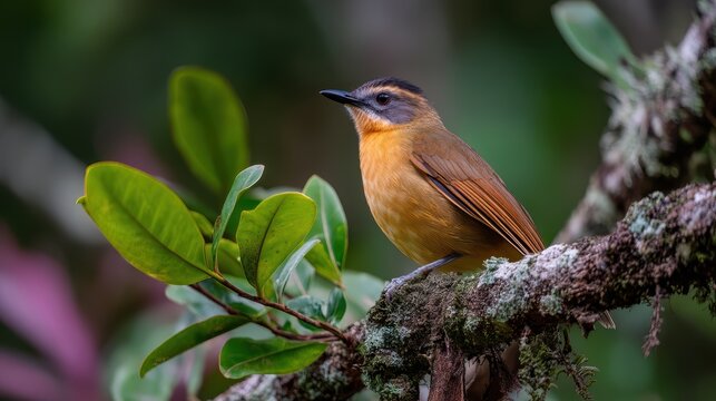 Bird perched on a tree in a rainforest