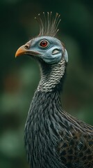 Fototapeta premium Helmeted guineafowl standing among plants