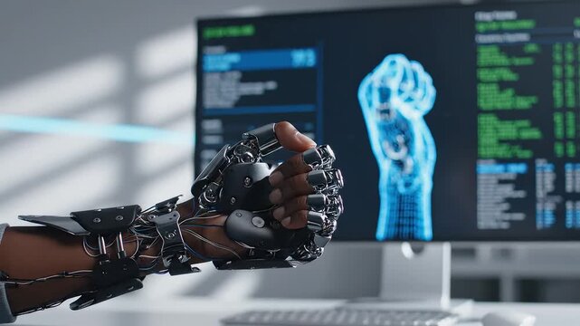 Robotic hand with digital display