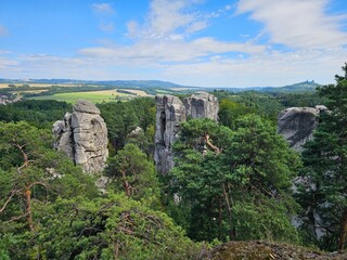 Sandstone Rock Formations in Forest Landscape