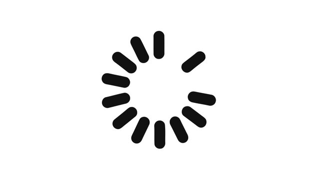 Vector illustration of a classic loading spinner icon, indicating data processing, on transparent background