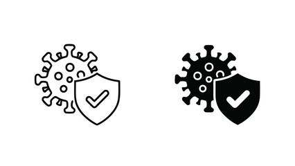 Naklejka premium Vector illustration of virus protection shield icon, coronavirus safety symbol on transparent background