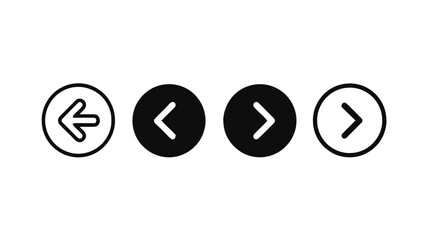 Vector illustration of, on transparent background, a set of navigation arrows, including back and next symbols, for website UI design elements