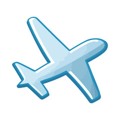 Fototapeta premium Airplane Icon Blue Watercolor Style on White Background