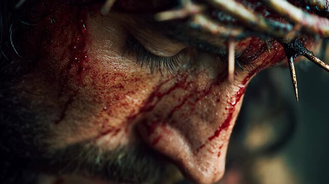 Christ Bearing Crown of in Gory Close Up