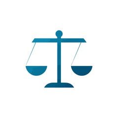 Teal Law Scales on White Background, Legal Symbol