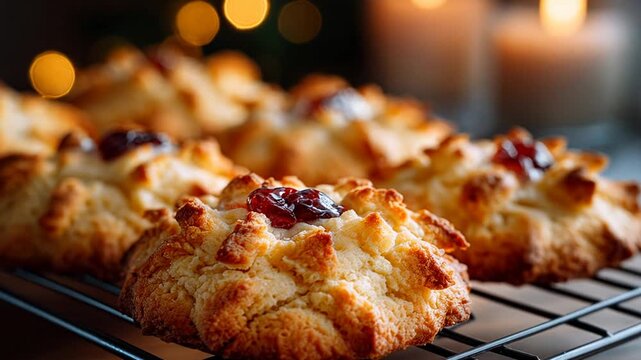 Cranberry Studded Cookies Cooling on Wire Rack