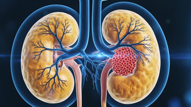Human kidney anatomy with tumor
