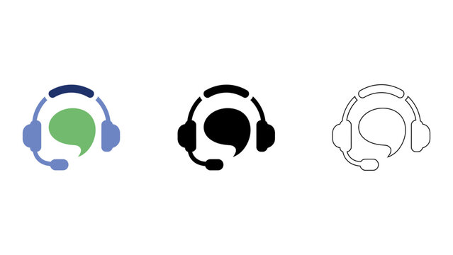customer support representative wearing headset with speech bubble for communication