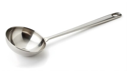 Stainless Steel Soup Ladle with Long Handle Isolated on White Background