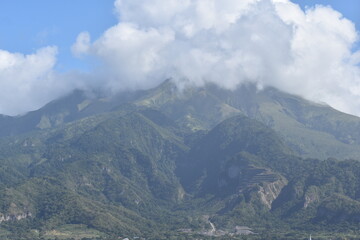 Fototapeta premium Saint Pierre, Martinique - January 9, 2023- Mount Pelée or Mont Pelée, an Active Volcano on the French Caribbean Island of Martinique. 
