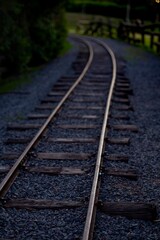 Fototapeta premium aisaje panorámico del Lago Las Regatas rodeado de árboles y vías de tren, capturando la armonía entre naturaleza y elementos urbanos. Escena ideal para conceptos de naturaleza, tranquilidad, paisaje r