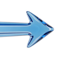 Glossy blue right arrow isolated on transparent background