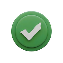 Green checkmark button isolated on transparent background