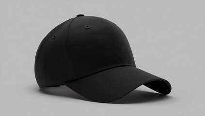 Black baseball cap mockup on a grey background