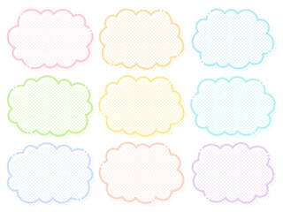 ポップでカラフルなドットとラインの雲型フレームセット