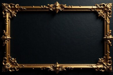 Intricate gold filigree frame, textured black backdrop, intricate, gold texture
