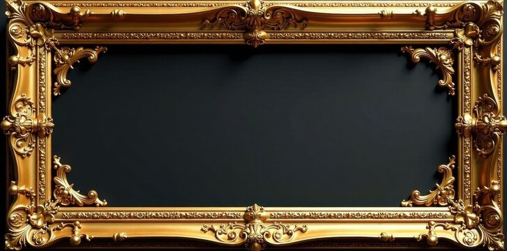 Intricate gold frame, baroque style, isolated , picture frame, white, frame