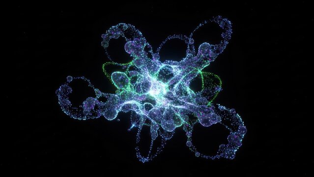 Luminous cosmic entity of vibrant light particles floating against a dark expanse