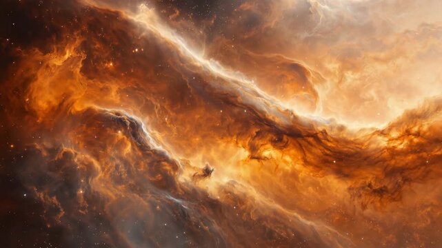 Cosmic nebula with orange and brown colors in the universe  
