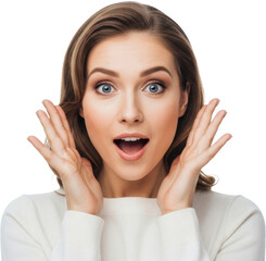 Fototapeta premium Surprised Woman with Hands on Face.