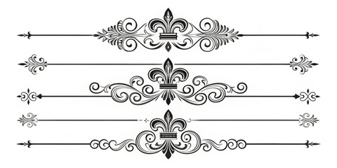 Fototapeta premium Ornate monoline decorative elements in a minimalist style with sparkle doodles and thin lines