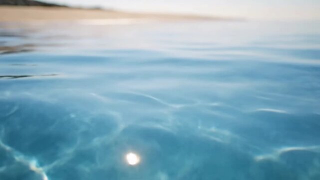 Sunlight on gentle ocean surface Close-up, slightly above water level
