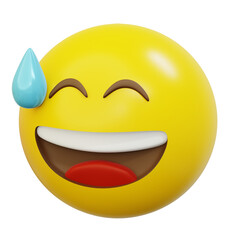 Obraz premium 3d Emoticon or Smiley Awkward Yellow Ball Emoji Isolated for Social Media, Chat Apps, Stickers, UI Design, and Digital Content