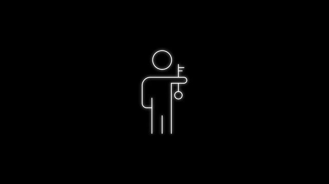 Blinking neon light icon animation with glowing outline on black background. Represents idea, alert, notification, power on, activation, inspiration, and attention signal. Smooth blinking effect