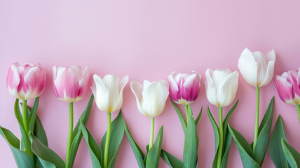 Kartka z życzeniami na międzynarodowy dzień kobiet. Kobieta i tulipany.