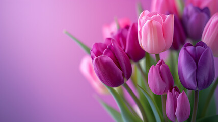 Kartka z życzeniami na międzynarodowy dzień kobiet. Kobieta i tulipany.