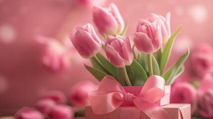 Kartka z życzeniami na międzynarodowy dzień kobiet. Kobieta i tulipany.