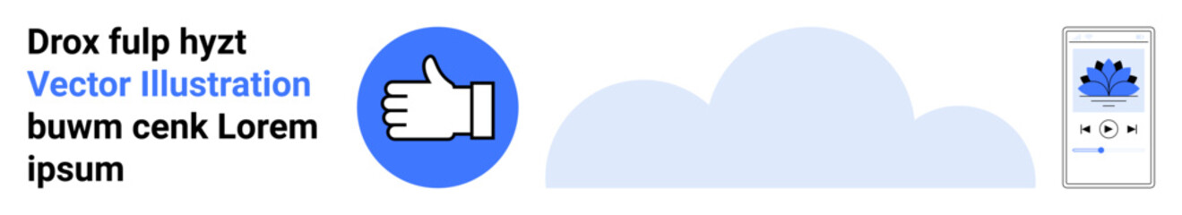 Obraz premium Social media, networking, mobile apps, user engagement, cloud storage, digital connections. Thumbs up icon with a cloud and mobile interface. Social media and networking concept