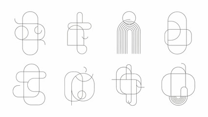 Fototapeta premium Abstract Line Art Shapes and Forms Collection.